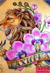 a European and American lion style tattoo pattern