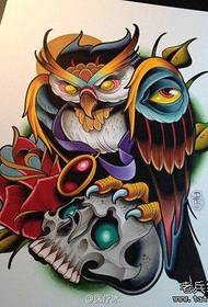 Popular cool owl tattoo pattern