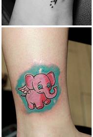mergaičių kojos populiari klasika Spalvotas mažų skraidančių dramblių tatuiruotės raštas