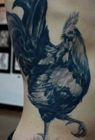 a cock tattoo pattern on the side waist