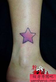 Girl's legs beautiful and stylish small five-pointed star tattoo pattern