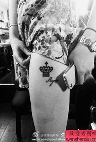 girl's leg fashion totem crown tattoo pattern