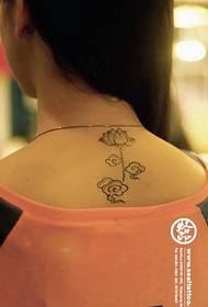 girl's back beautiful pop totem lotus cloud tattoo pattern