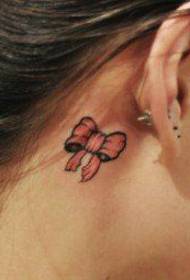 girl ear small and popular bow tattoo pattern