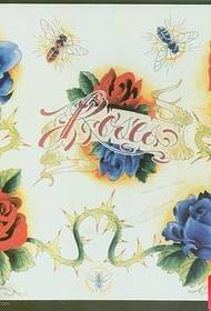 en gruppe af populære populære farve rose tatoveringsmanuskripter