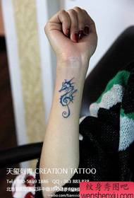 girl wrist popular good-looking notes and hippocampus tattoo pattern