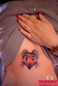 beautiful belly color diamond tattoo pattern