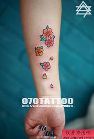 girl arm small and popular cherry tattoo pattern