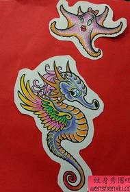 a Popular hippocampus and starfish tattoo patterns