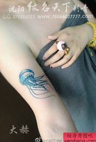 girls Arm popular small color jellyfish tattoo pattern