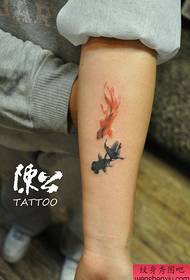 girls arm ink style small goldfish tattoo pattern