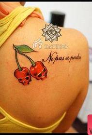 piger skuldre lille klassisk kirsebær kranium tatovering mønster