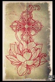 klasikinis populiarus vajros ir lotoso tatuiruotės rankraštis