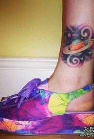 girls' ankles are small Colored little planet starry sky tattoo pattern