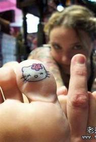 Bidali tatuaje ikuskizunen mapak partekatzen duen Kitty cat cat tatuaje eredua