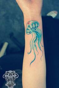 girl wrist beautiful pop color jellyfish tattoo pattern