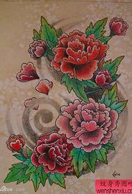 a popular traditional color peony tattoo pattern