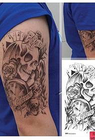 skull game tattoo stickers European and American school style flower arm tattoo tattoo stickers