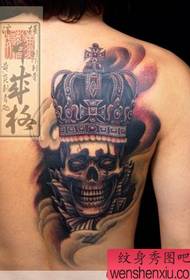 Japonijos Huang Yan nugaros kaukolės vainiko tatuiruotės darbai