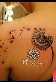 girl shoulders fashion dandelion tattoo pattern