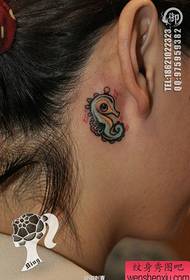 girl ear Small hippocampus tattoo pattern