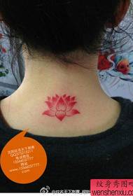 girl's neck beautiful and beautiful color lotus tattoo pattern