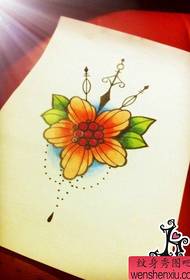 um belo manuscrito popular de tatuagem floral