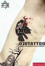 a personalized crow tattoo pattern on the side