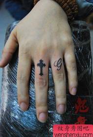 girl finger totem cross tattoo pattern