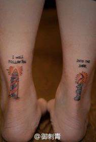 girls ankles small and popular lighthouse and candle tattoo pattern