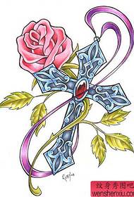 is the beautiful cross rose tattoo pattern
