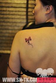 girl Shoulder-back fashion compact bow tattoo pattern
