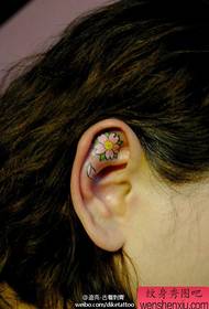 girls ear small and popular cherry blossom tattoo pattern