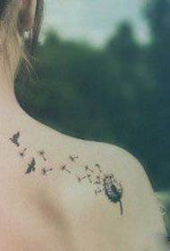 fashion dandelion tattoo pattern on the shoulder of girl