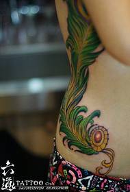 beauty side waist popular very beautiful feather tattoo pattern