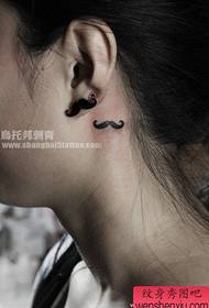 girl's neck mustache tattoo pattern