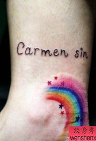 girls ankle at the popular exquisite Rainbow tattoo pattern