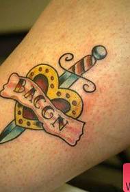 leg small love and dagger Tattoo pattern