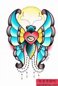 纹身秀图吧推荐一幅彩色蝴蝶手稿纹身图案