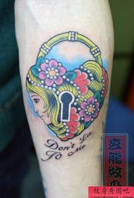 arm beautiful and beautiful love lock tattoo pattern
