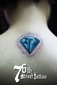 girl back fine diamond tattoo pattern
