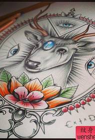 moderan rukopis tetovaže crnih i bijelih jelena