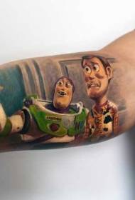 patró de tatuatge d’heroi de dibuixos animats de joguina de color gran braç