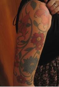 arm flower vine color tattoo pattern