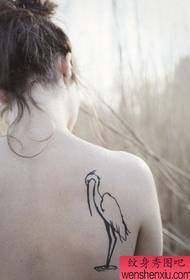 girl back totem red-crowned crane Tattoo pattern