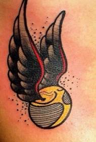 kreskówka wzór tatuaż rugby i skrzydła