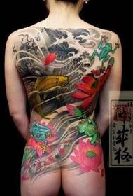 Japanse lotusvis tattoo met volledige rug