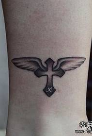 small and simple cross wings tattoo pattern