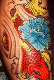 old school bright squid flower tattoo pattern