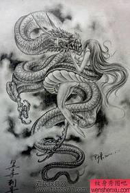 um manuscrito alternativo de tatuagem de beleza de dragão